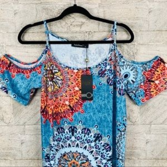 Style Dome floral Could Shoulder Dress Size Medium - Picture 2 of 8